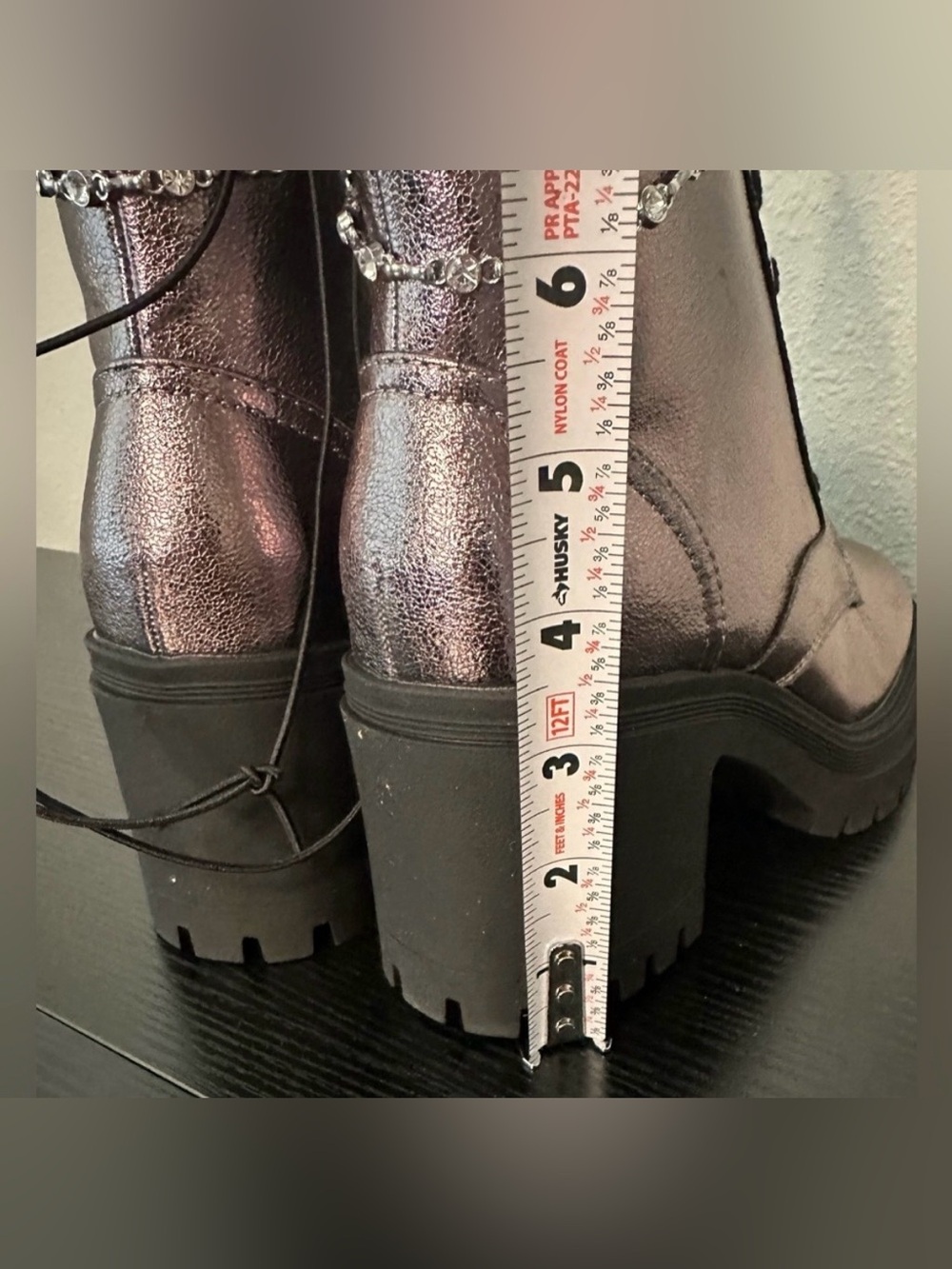 POP Women’s Yeardly Pewter Block Heel Boots NWT Size 7 - Picture 6 of 7